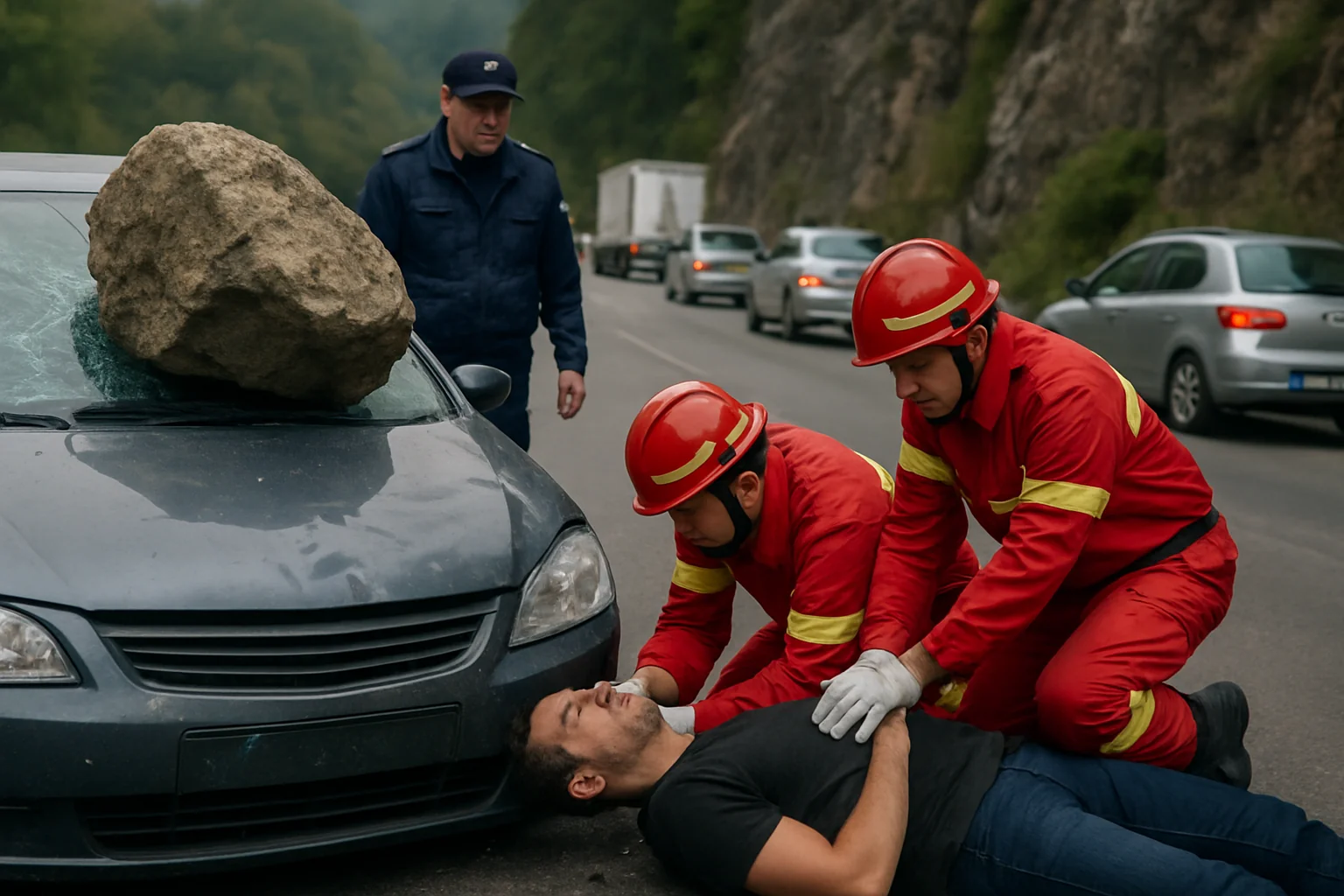 Accident grav pe DN 7: Bolovan căzut, trafic blocat la Lazaret