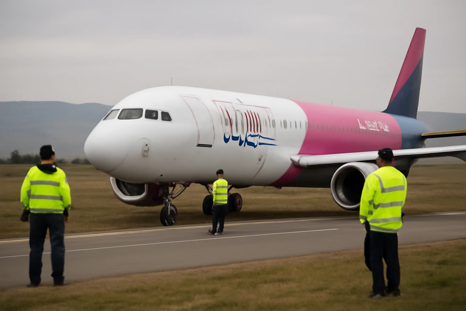 Aeronavă Wizz Air ieșită pe marginea pistei la Aeroportul Internațional Sibiu, după aterizare din Milano