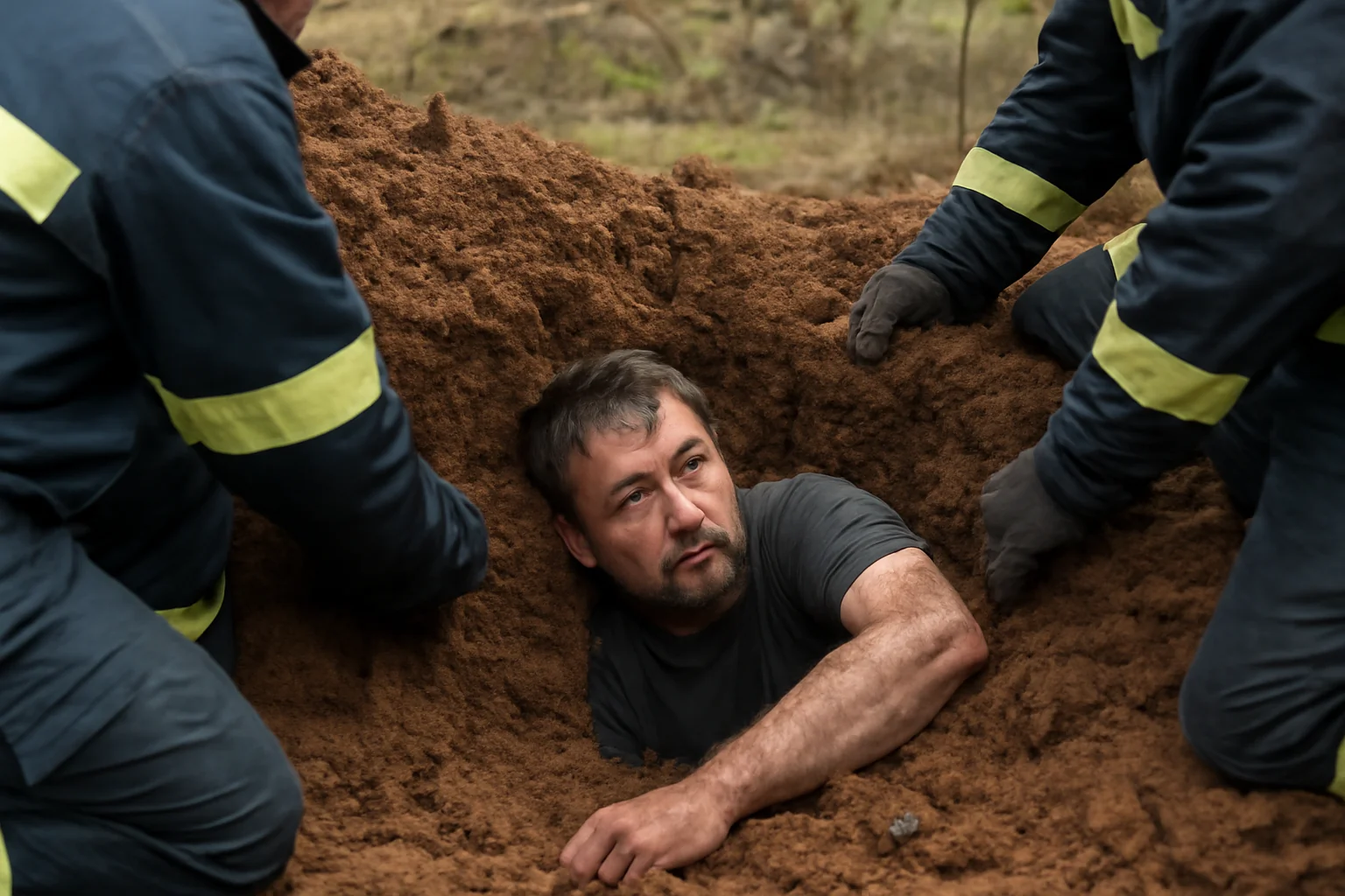 Bărbat rănit după ce a fost prins sub un mal de pământ la Buia, județul Sibiu