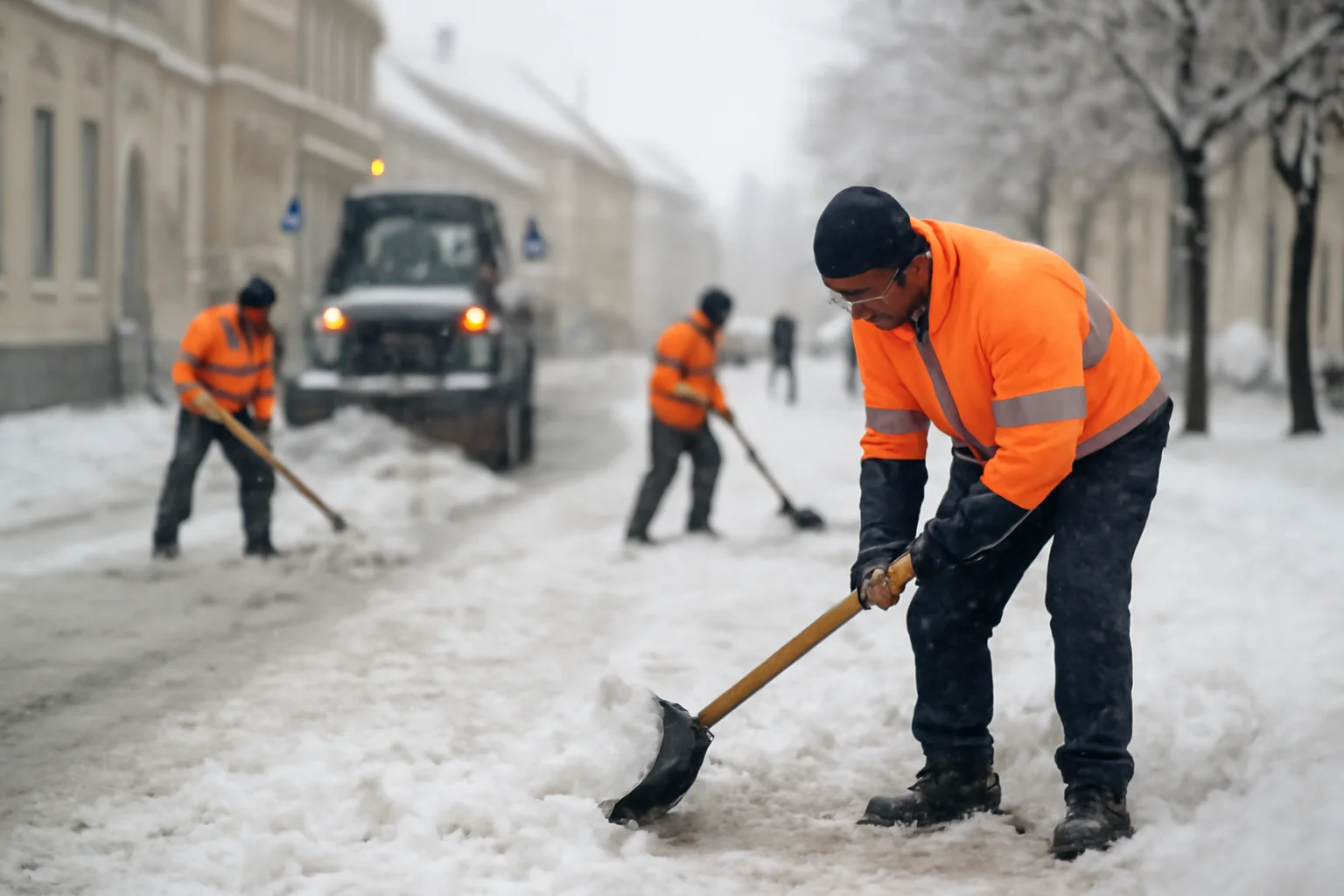 Intervenții ample de deszăpezire la Sibiu în noaptea de 2 spre 3 ianuarie