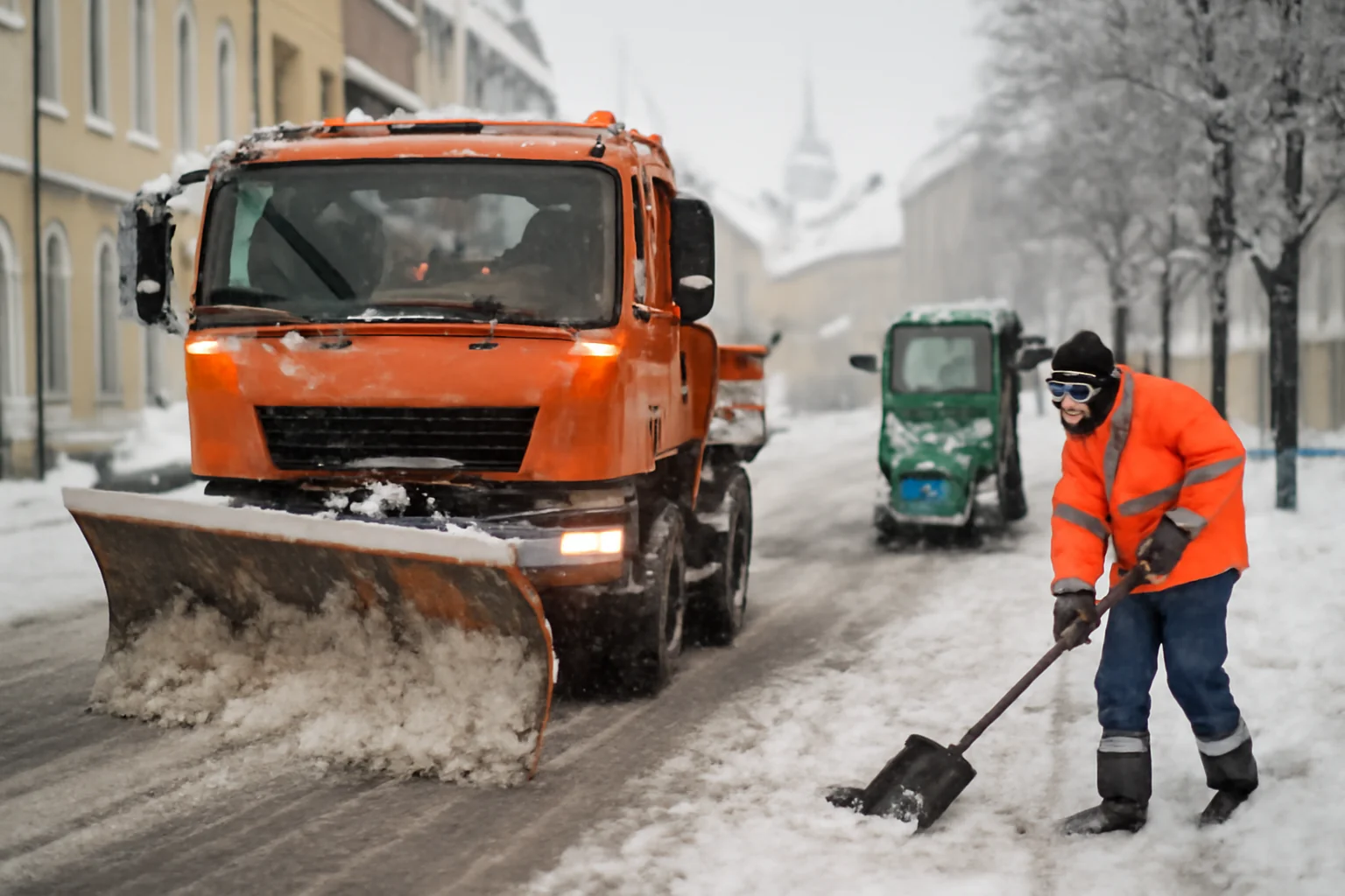 Intervențiile de deszăpezire continuă în Sibiu în urma ninsorilor din ultimele ore