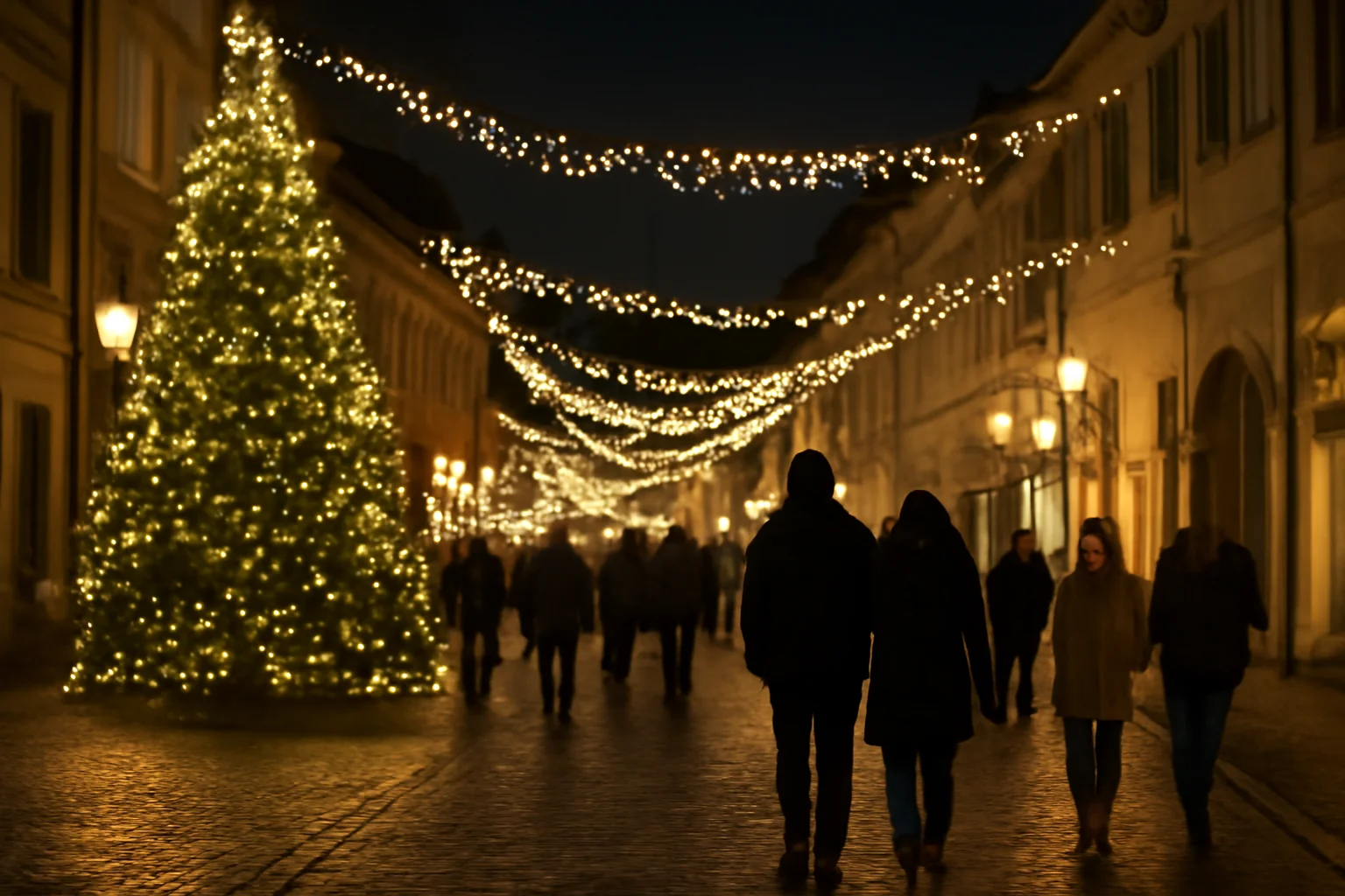 Sibiul, iluminat festiv de Anul Nou în Orașul de Jos: decoruri de iarnă pentru localnici și turiști